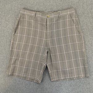 Men's Cutter & Buck‎ Preppy Plaid Shorts 100% Cotton Size 38 Tan & Black